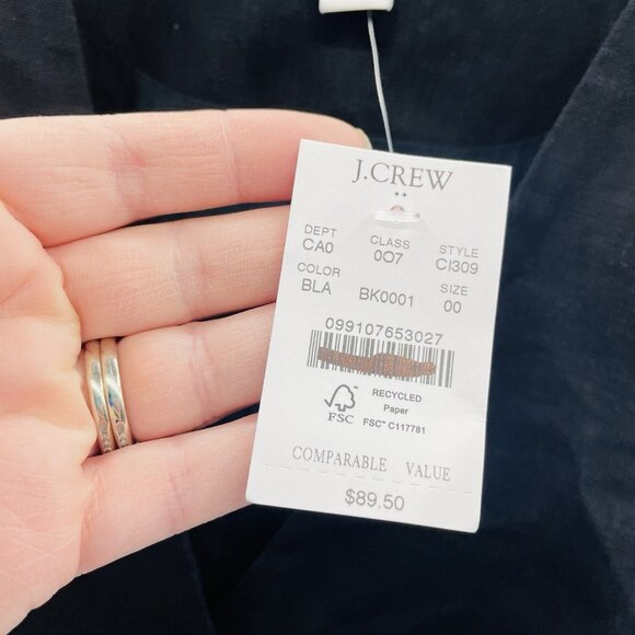 J Crew Factory Womens Size 00 Button Front Linen Blend Vest in Black $89 046 - Picture 7 of 8